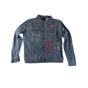 FISLL WNBA Indiana Fever Caitlin Clark Women's Size Large Graffiti Denim Jacket